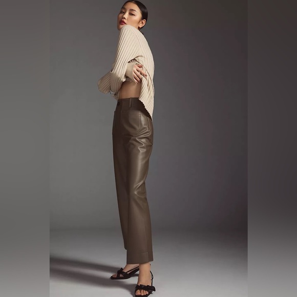 Anthropologie The Colette Cropped Wide-Leg Faux Leather Pants - Picture 8 of 11